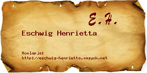 Eschwig Henrietta névjegykártya